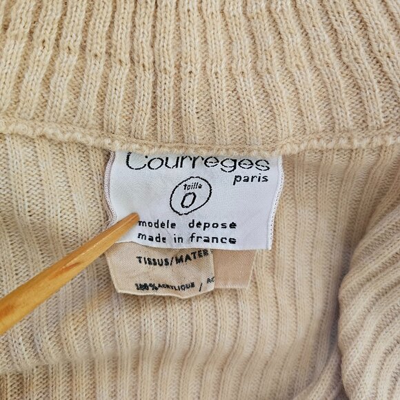 Courrèges French sandy beige mock neck ribbed knit sweater - Picture 4 of 9